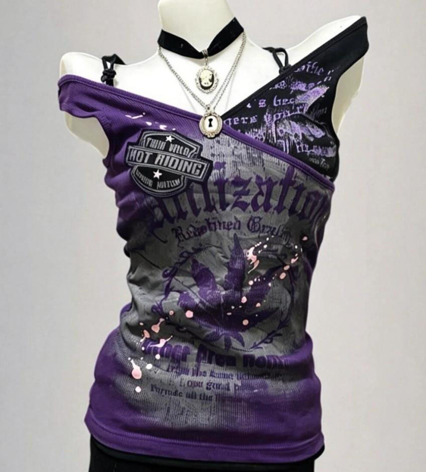 Vintage Fashion Subculture - Gothic T Shirts Y2k Letter Graphic