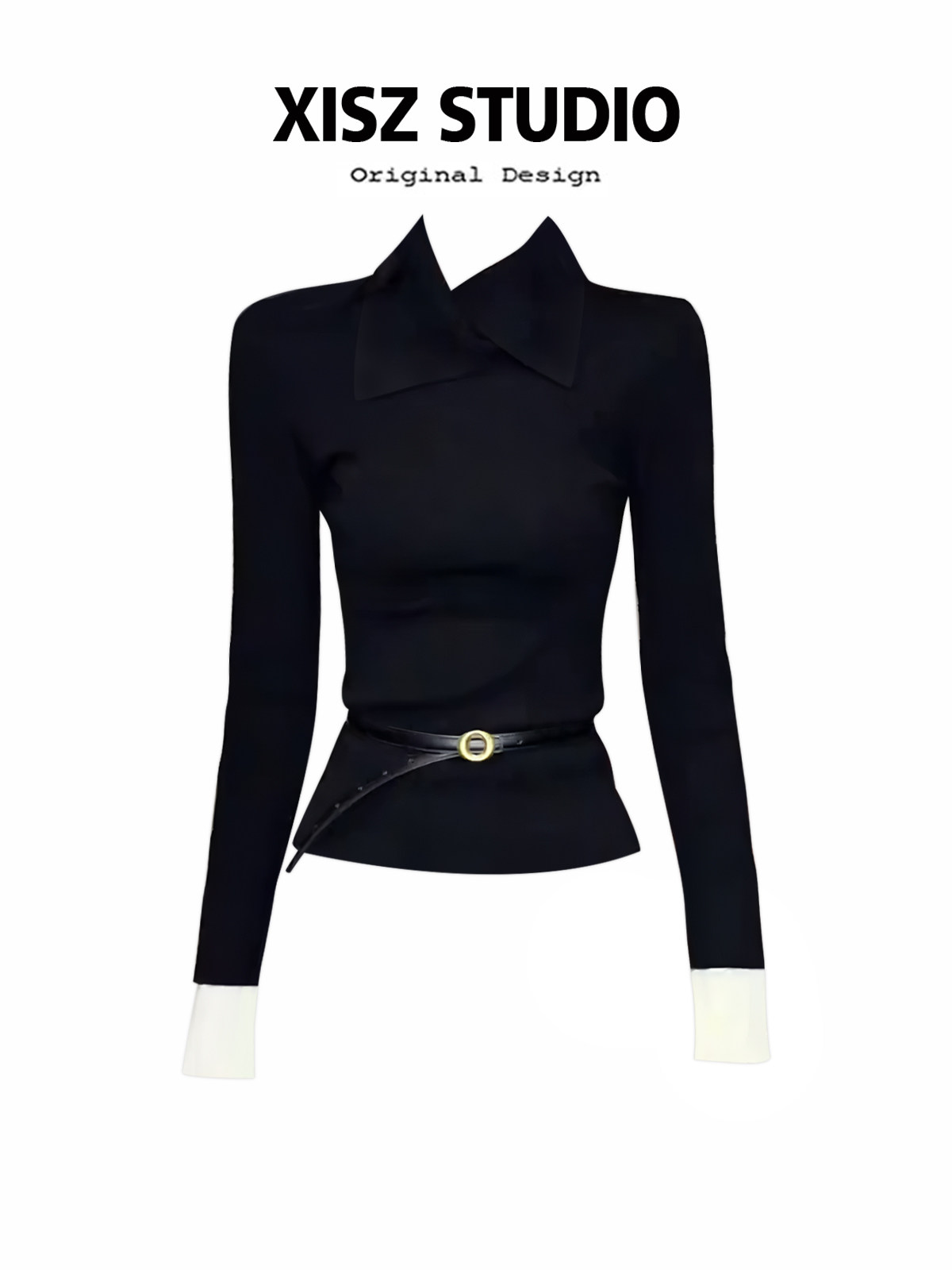 Turtleneck Knit 90S - Women Black GothicT-shirt Harajuku Y2k Tee