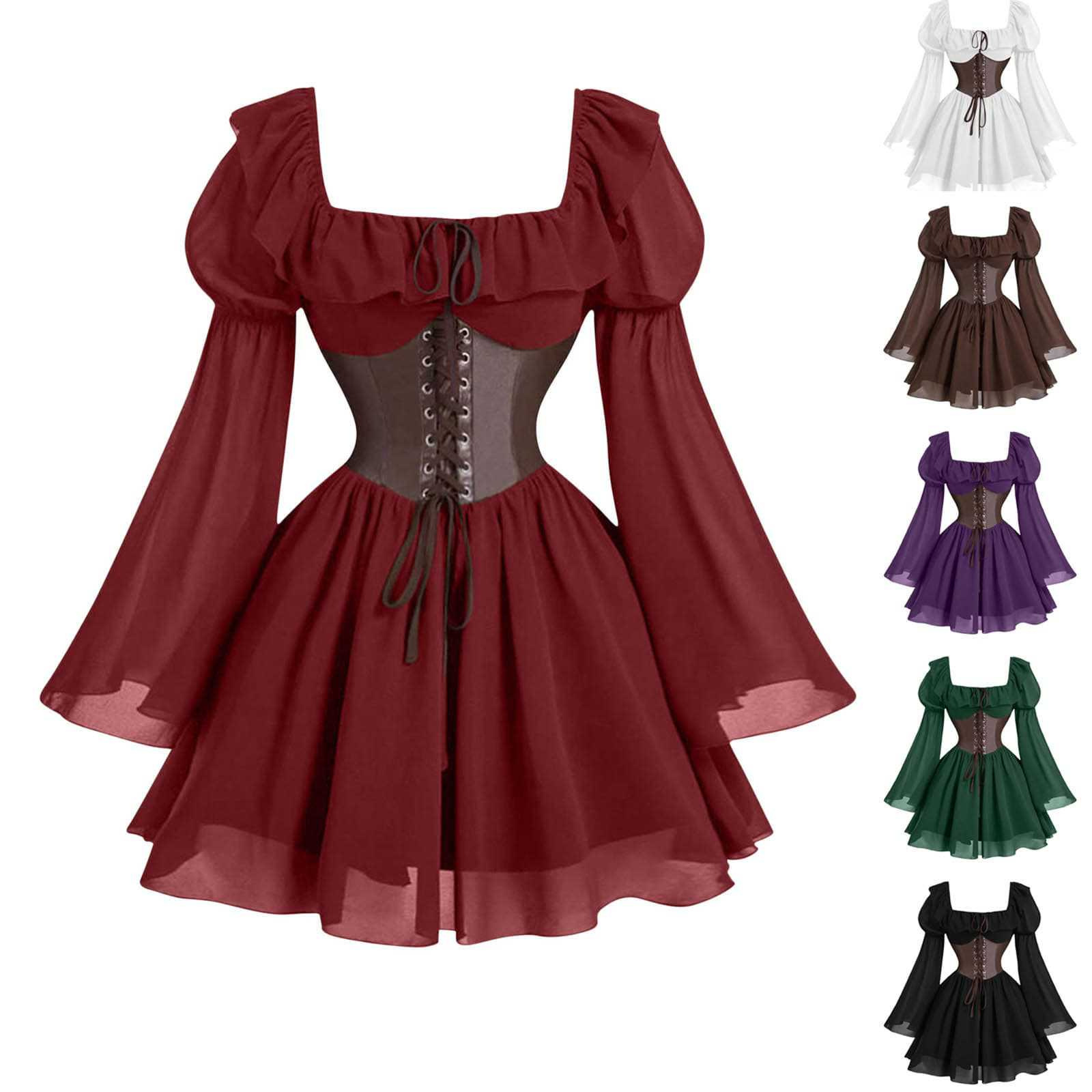 Vintage Fashion Dress - Renaissance Medieval Long Sleeve Women's Puff