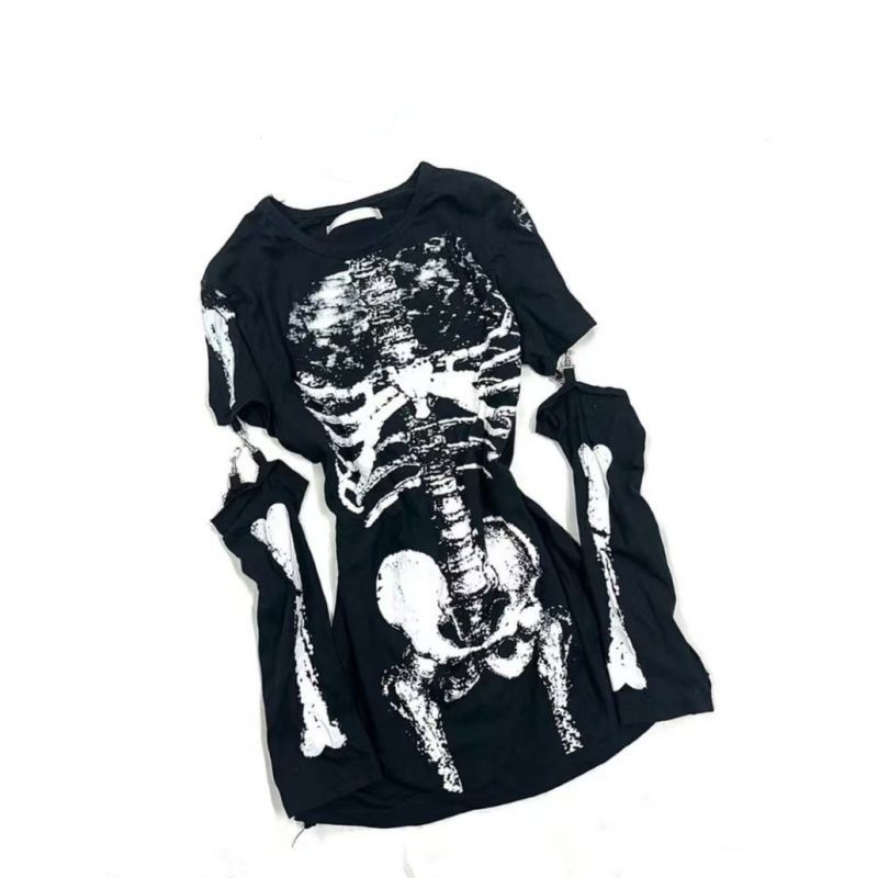 Gothic Skeleton Graphic T-Shir - đánh giá và giá Vintage Fashion Subculture