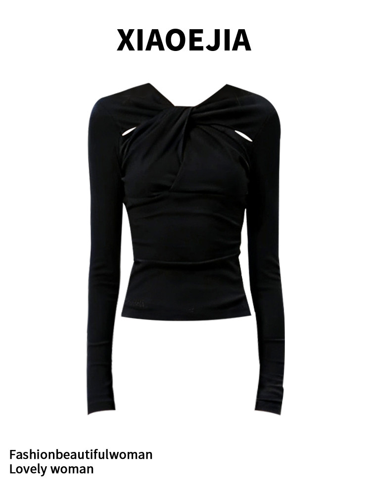 Women Black GothicT-shirt Hara - đánh giá và giá Turtleneck Knit 90S