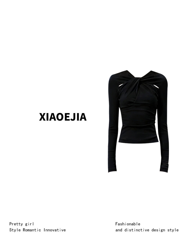 Women Black GothicT-shirt Hara - đánh giá và giá Turtleneck Knit 90S