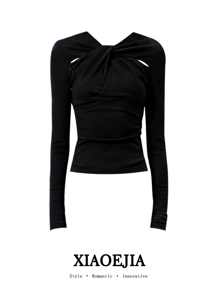 Women Black GothicT-shirt Hara - đánh giá và giá Turtleneck Knit 90S