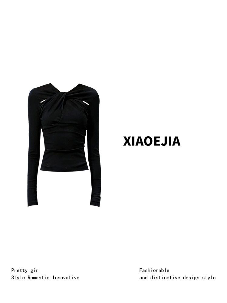 Women Black GothicT-shirt Hara - đánh giá và giá Turtleneck Knit 90S
