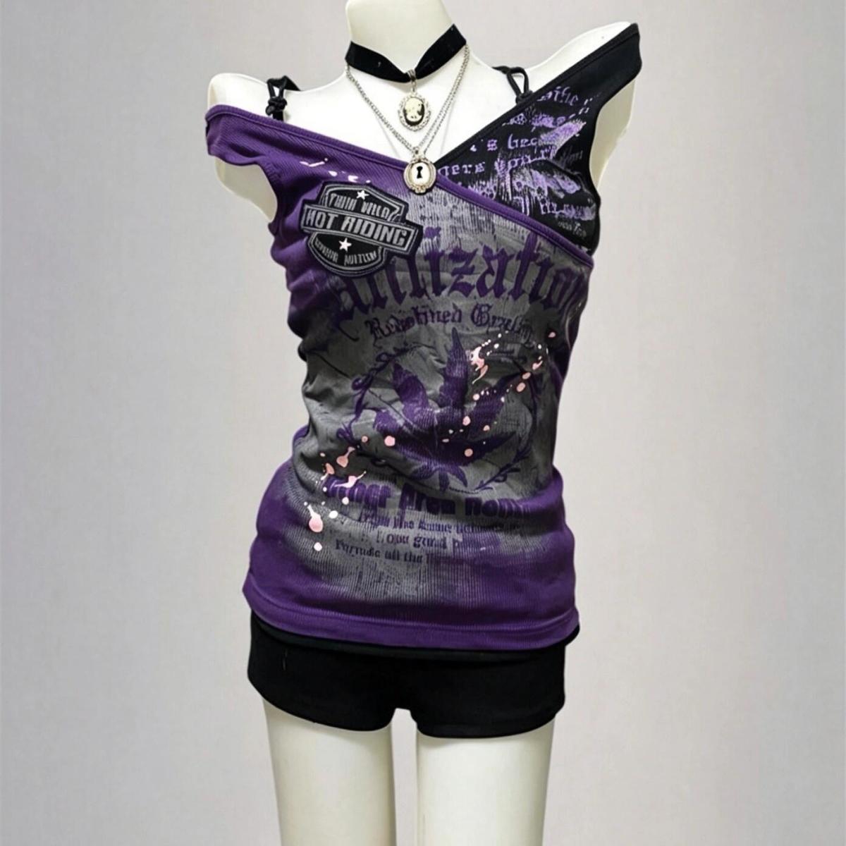 Gothic T Shirts Y2k Letter Gra - đánh giá và giá Vintage Fashion Subculture
