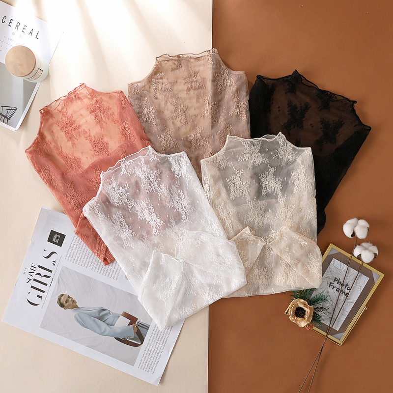 JIAYAN Spring New Lace Blouse  - đánh giá và giá Turtleneck Knit 90S