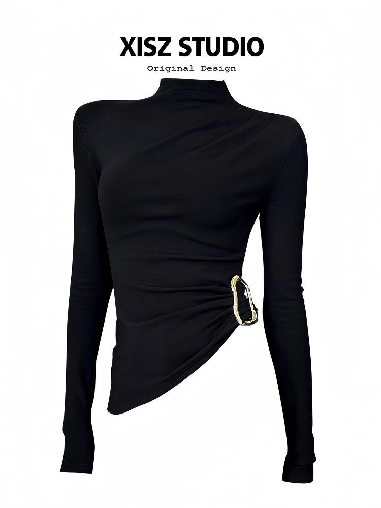 Women Black GothicT-shirt Hara - đánh giá và giá Turtleneck Knit 90S