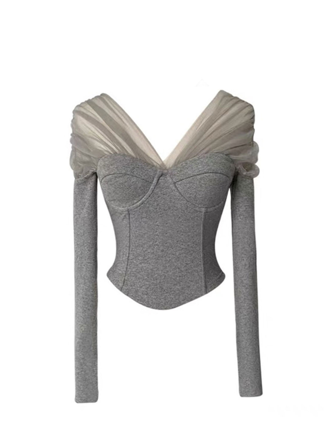 Women Grey GothicT-shirt Haraj - đánh giá và giá Turtleneck Knit 90S