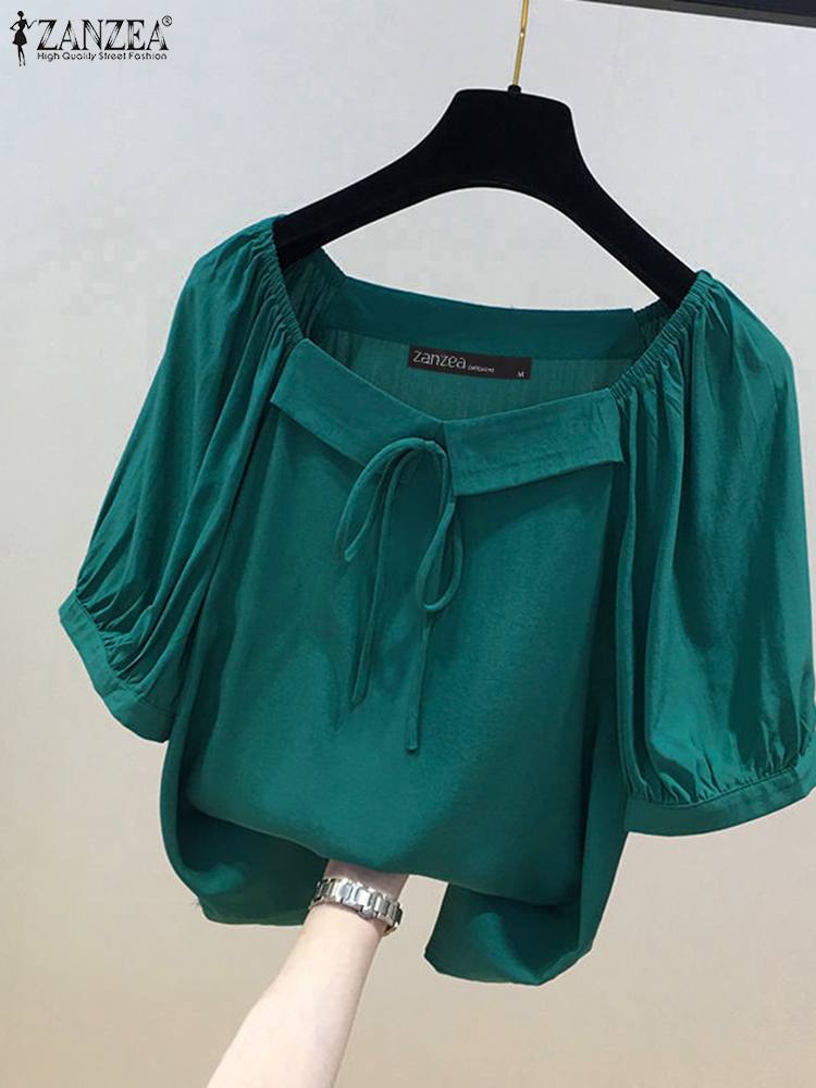 ZANZEA Korean Style Solid Blou - đánh giá và giá Vintage Fashion Style Female