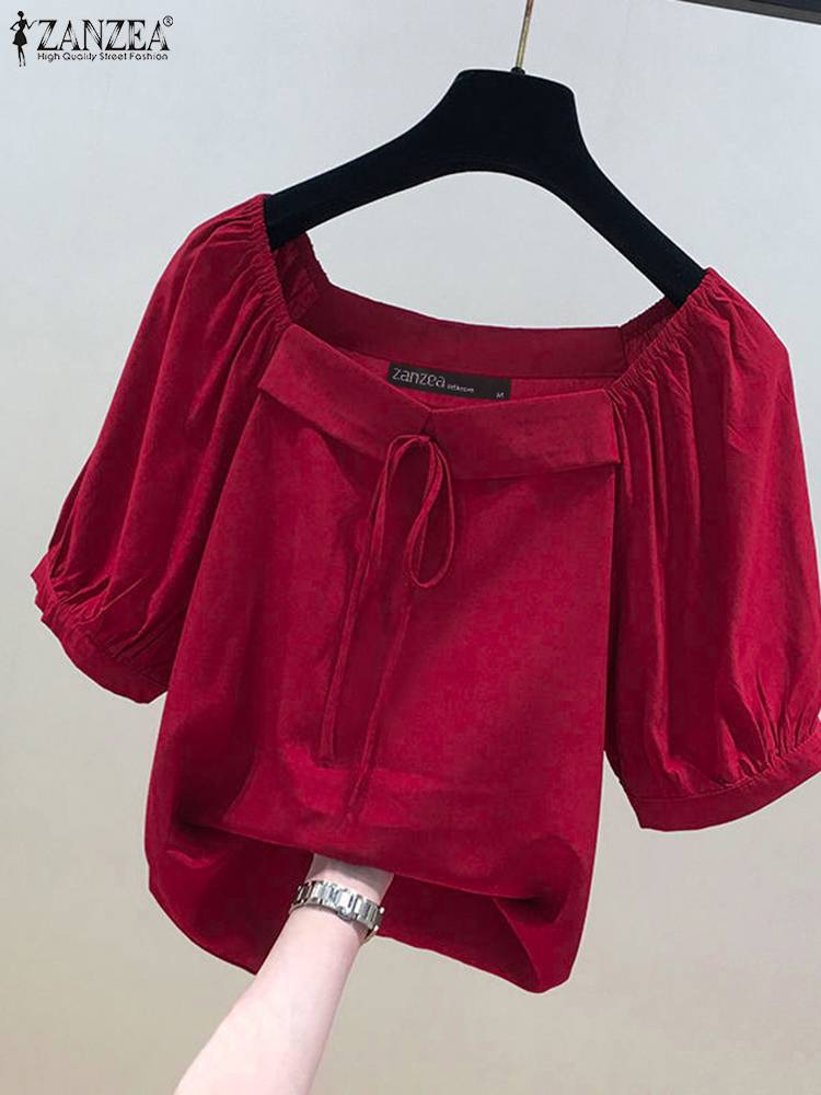 ZANZEA Korean Style Solid Blou - đánh giá và giá Vintage Fashion Style Female