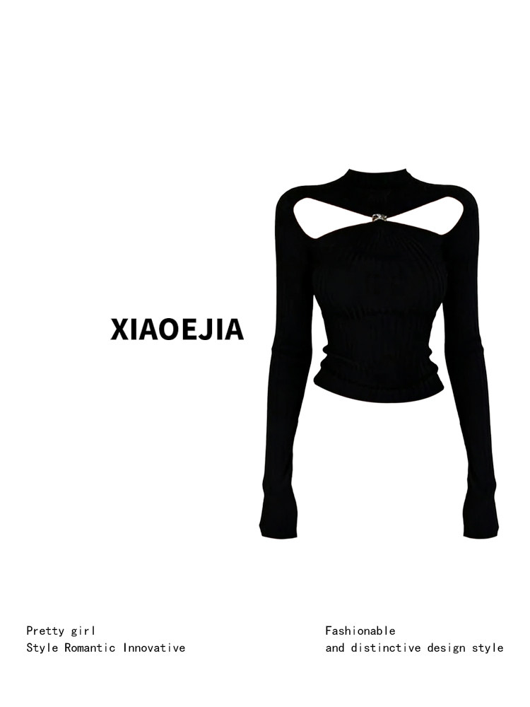 Women Black GothicT-shirt Hara - đánh giá và giá Turtleneck Knit 90S