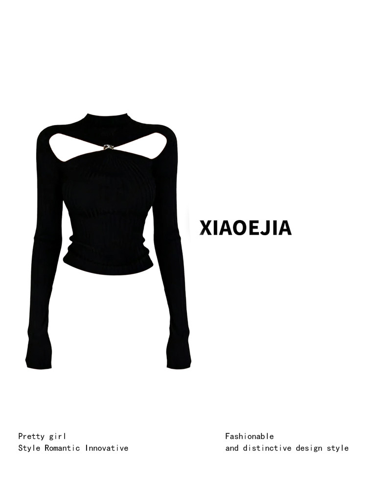 Women Black GothicT-shirt Hara - đánh giá và giá Turtleneck Knit 90S