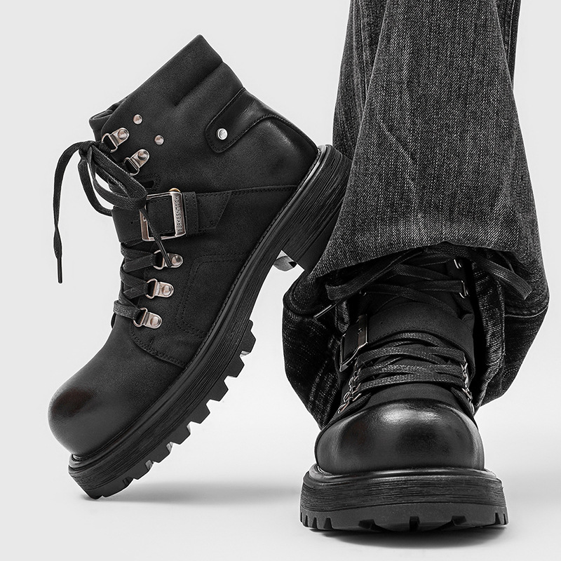 Brand Men Leather Boots Motorc - đánh giá và giá Vintage Fashion Luxury