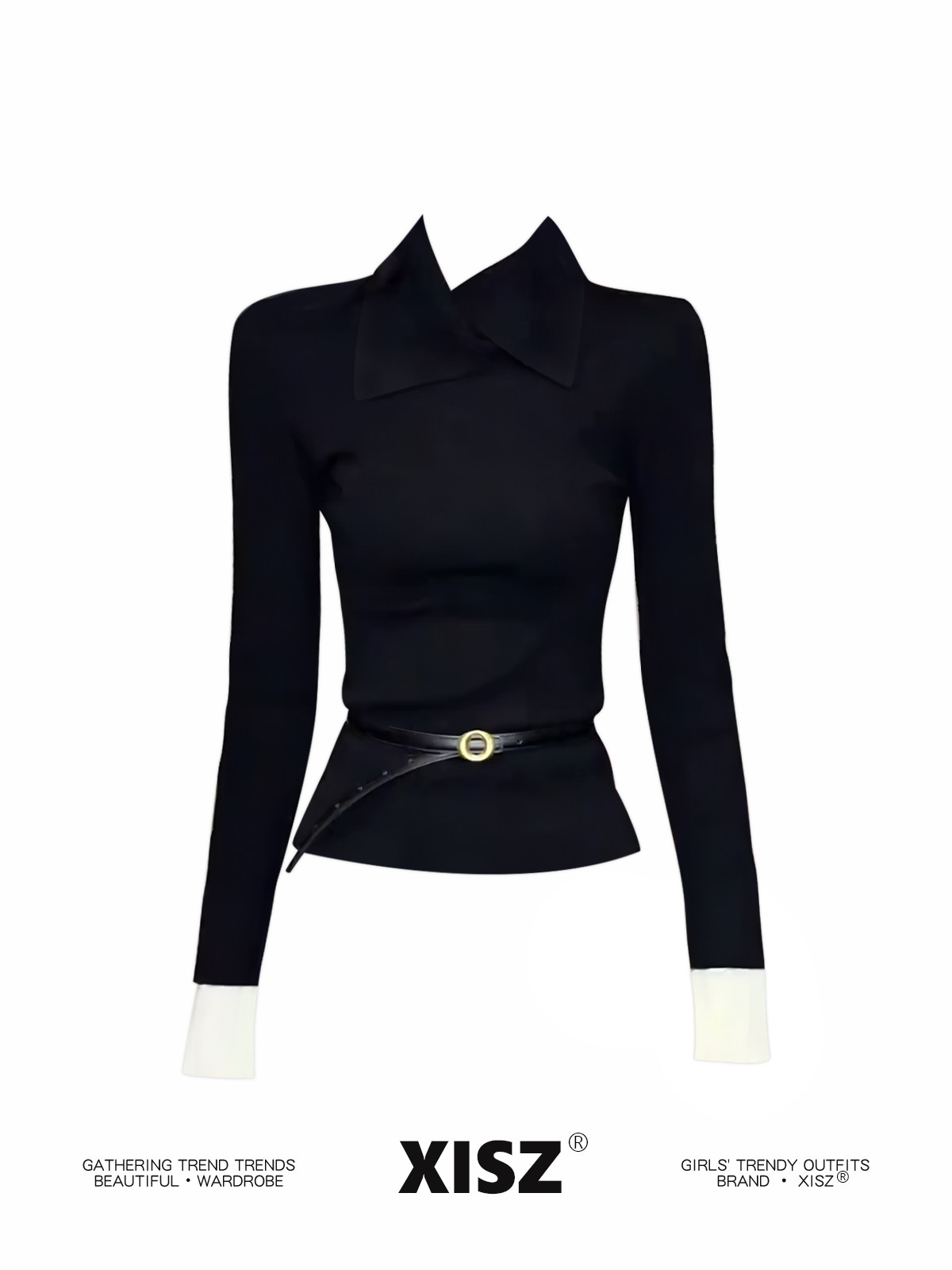 Women Black GothicT-shirt Hara - đánh giá và giá Turtleneck Knit 90S