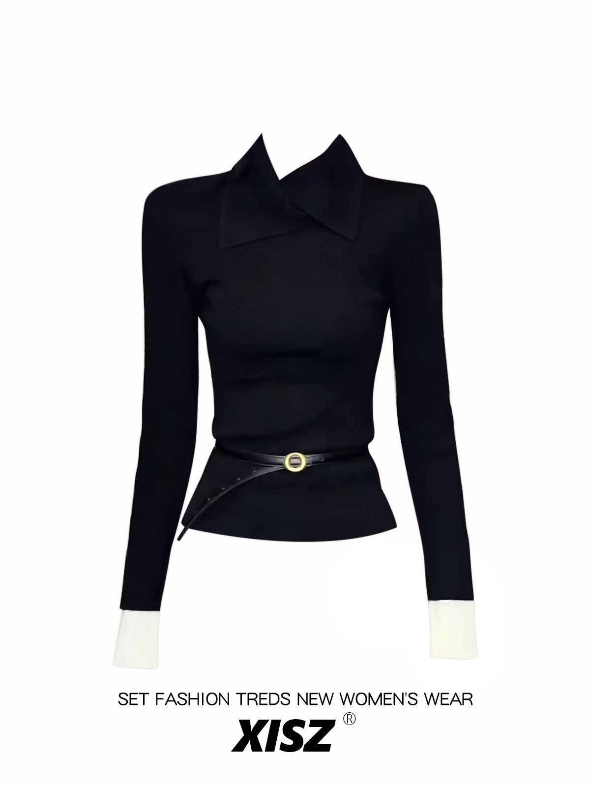 Women Black GothicT-shirt Hara - đánh giá và giá Turtleneck Knit 90S