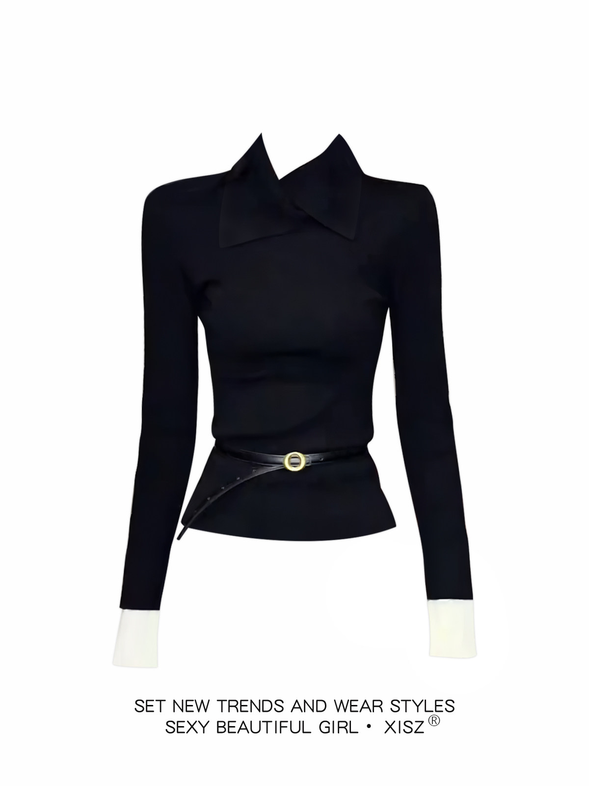 Women Black GothicT-shirt Hara - đánh giá và giá Turtleneck Knit 90S