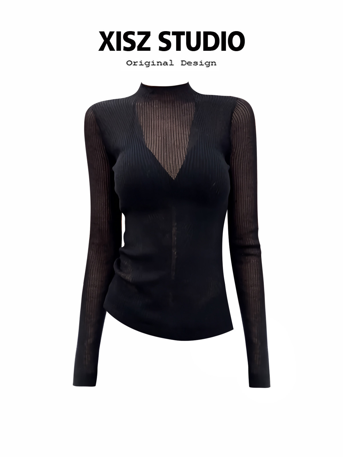 Women Black GothicT-shirt Hara - đánh giá và giá Turtleneck Knit 90S