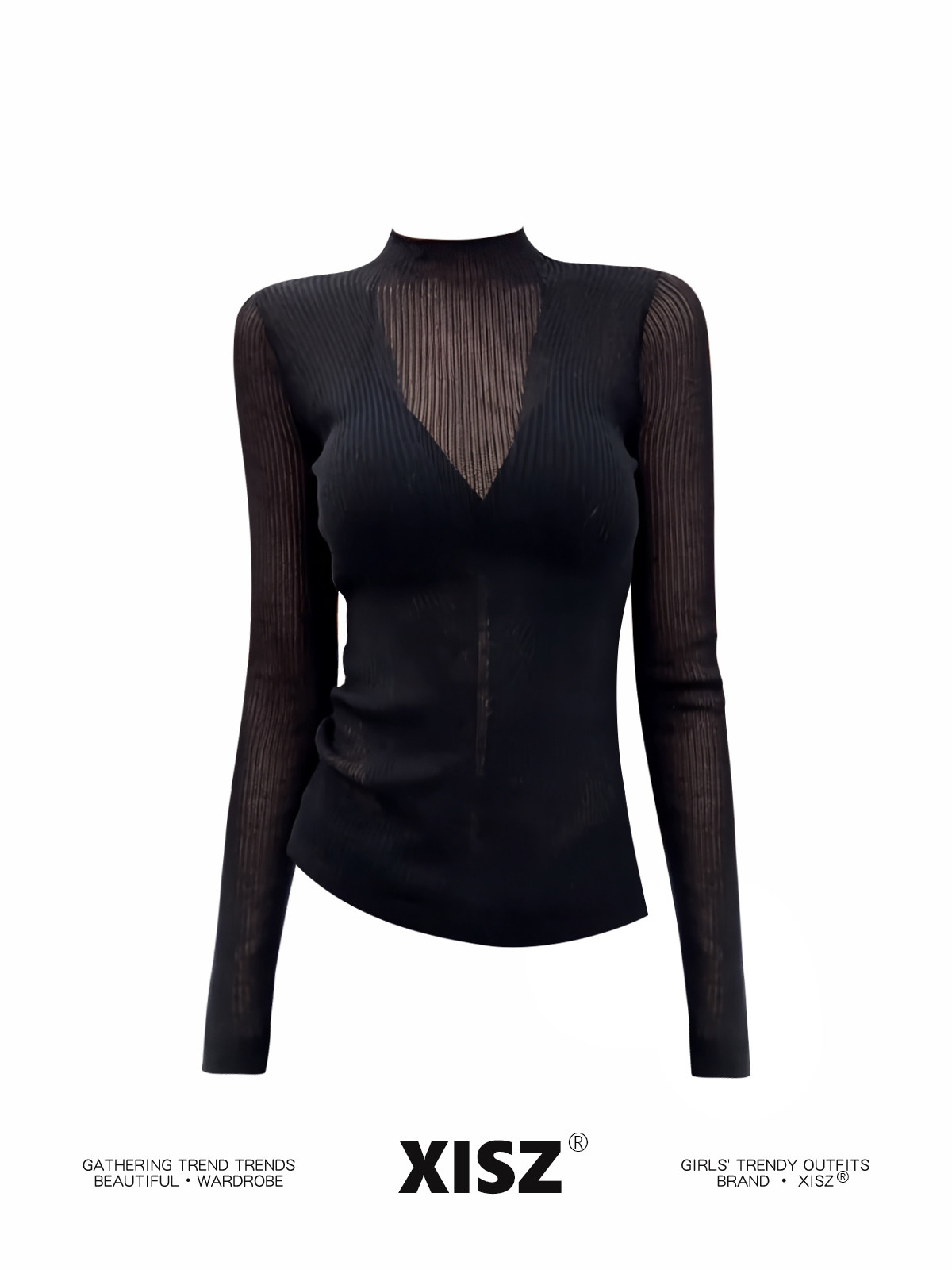 Women Black GothicT-shirt Hara - đánh giá và giá Turtleneck Knit 90S
