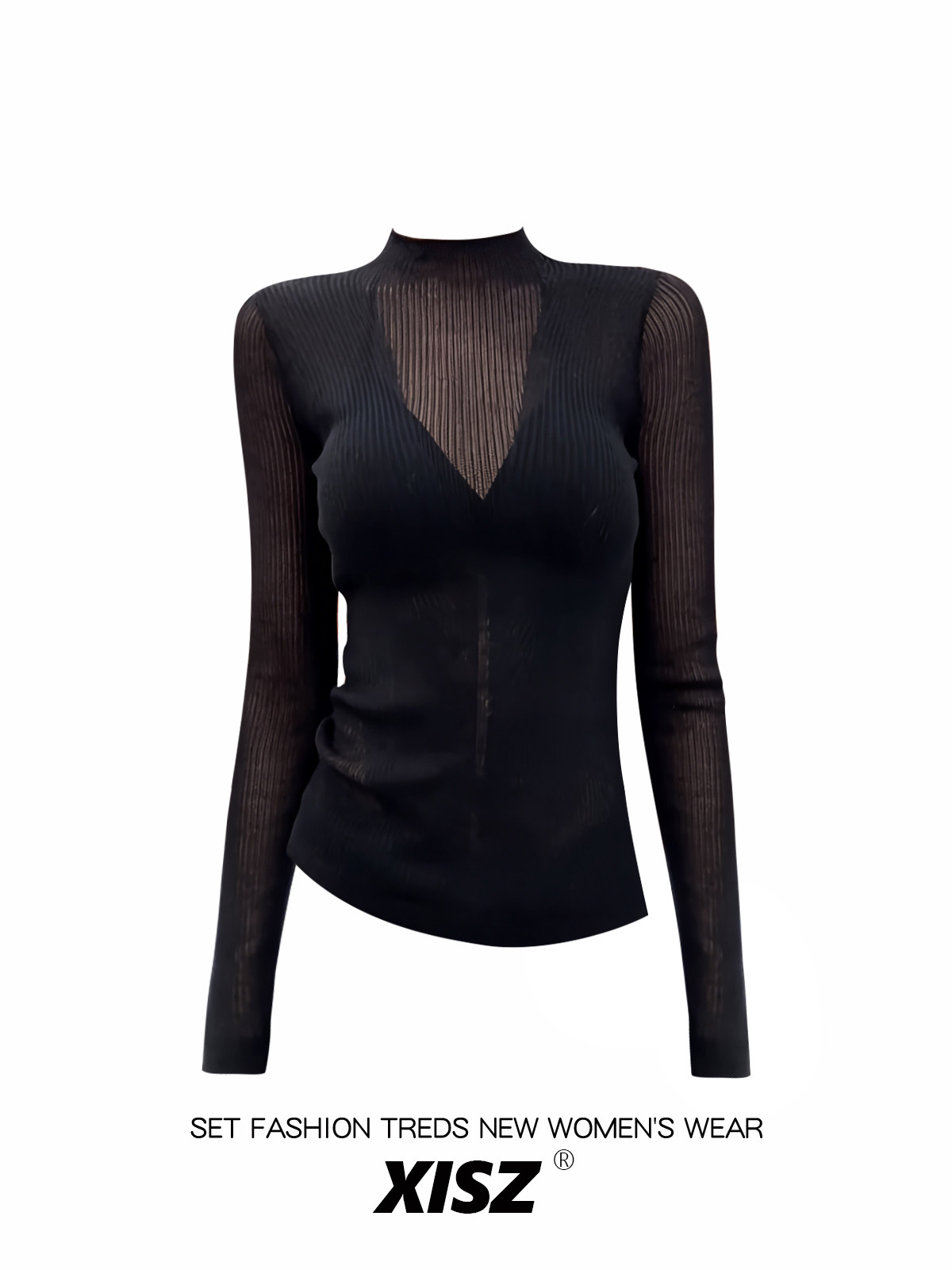 Women Black GothicT-shirt Hara - đánh giá và giá Turtleneck Knit 90S